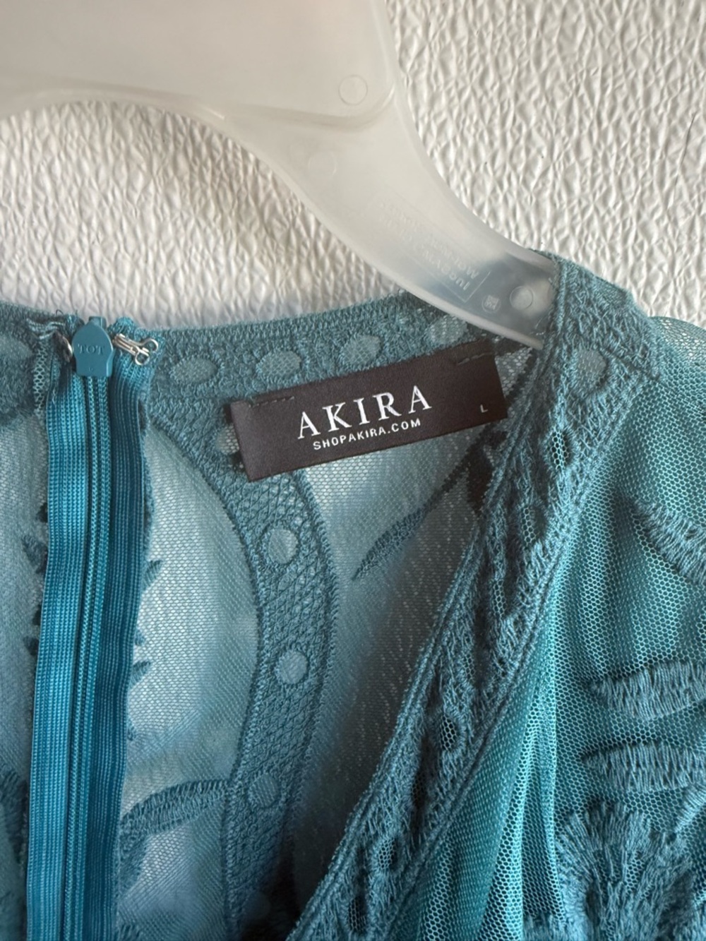 AKIRA Teal Lace-Detail V-Neck Maxi Dress - Picture 3 of 3